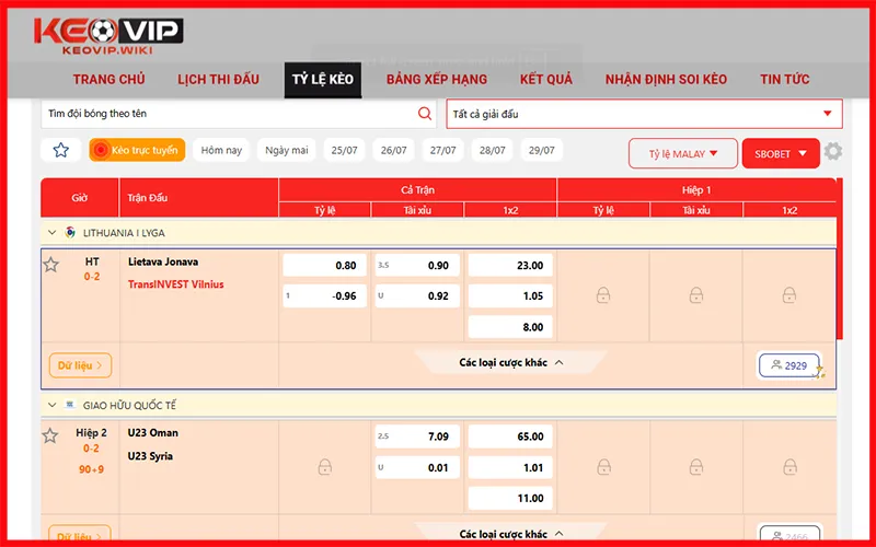 Giao diện KEOVIP trực quan, một lợi thế nêu trong câu hỏi thường gặpAlt: Giao diện kèo nhà cái hôm nay trên KEOVIP, câu hỏi thường gặp